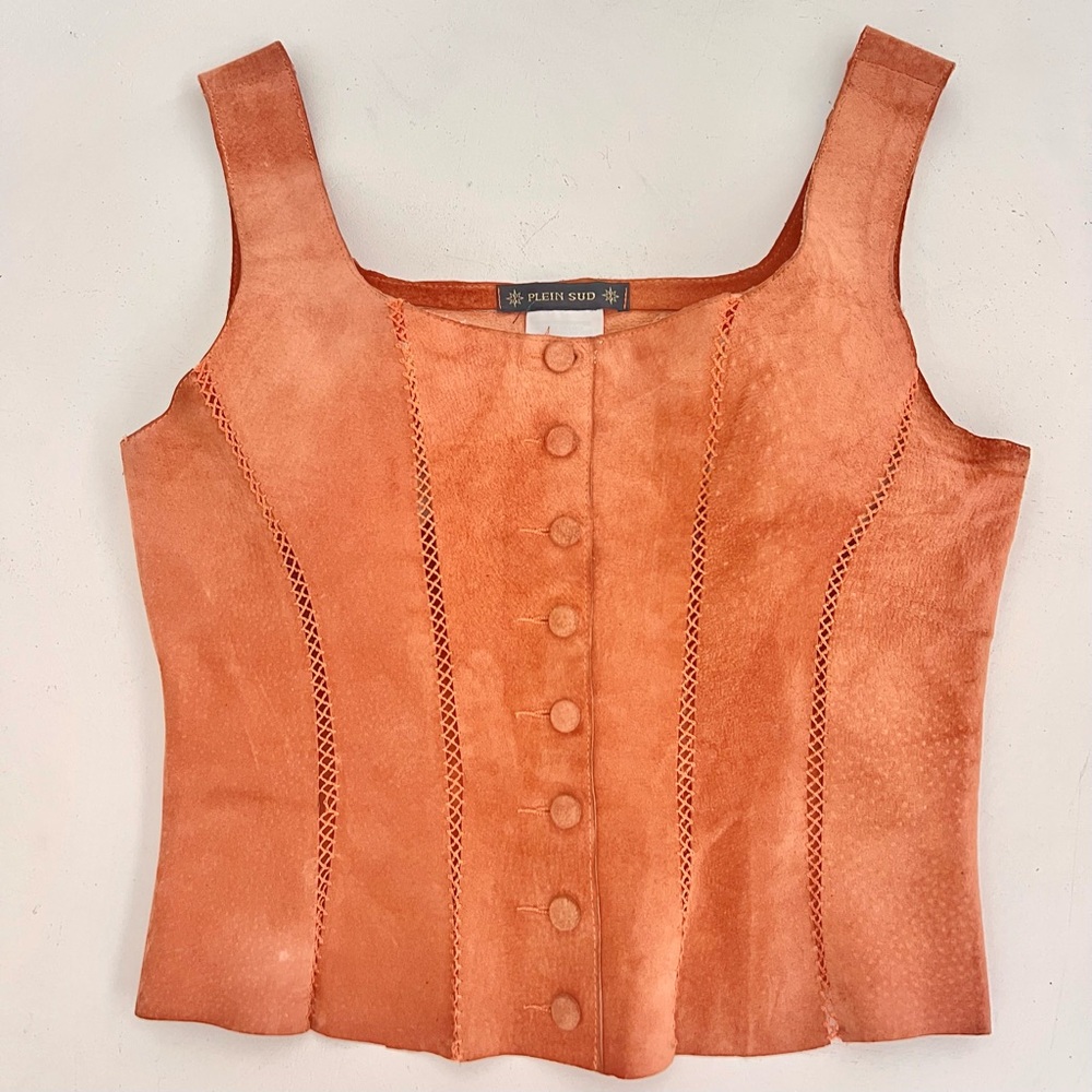 Archive Plein Sud Leather Corset Bustier Top | Made in France | Y2K FR 40  US 8